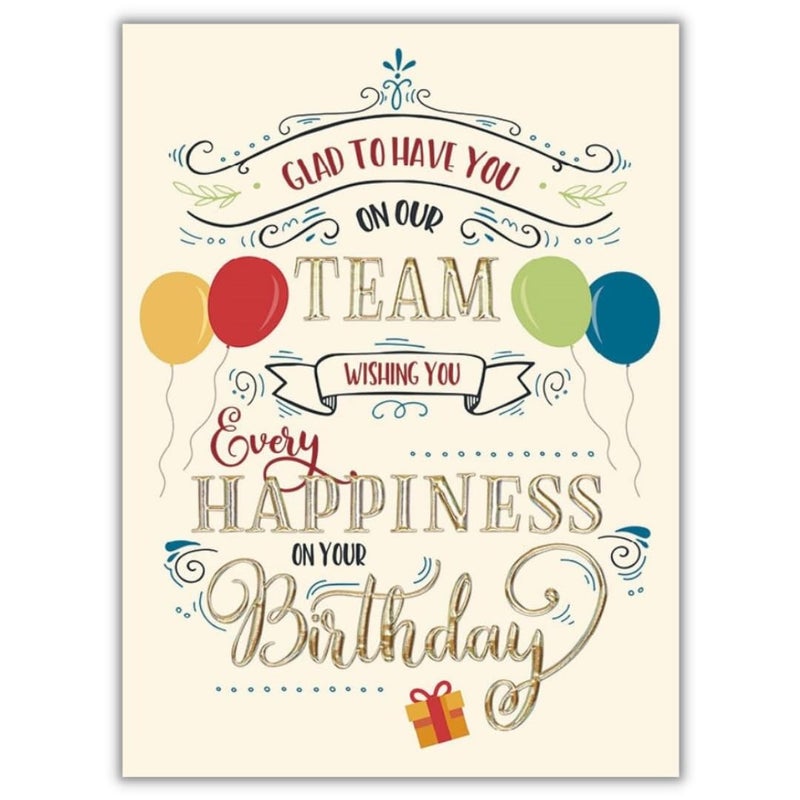 Posty Cards 25 Employee Birthday Cards - Fun Typographic Design with Gold Foil Embossing - 26 Vanilla Envelopes - FSC Mix - Image 1